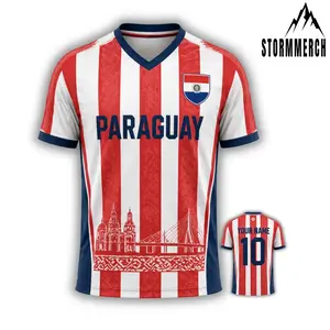 STORMMECH - Personalized Paraguay 2026 Soccer Jersey, Custom Name Number Football Jersey,  V-Neck Paraguay Flag Game Day Shirt,Paraguay Fan Jersey, Great Gift for Players and Fans, Soccer Lover Outfit Idea