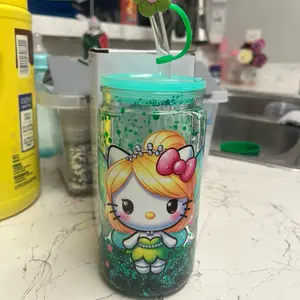 16 Oz Acrylic Lava Cup Drinkware Tumbler Straw Bottles Beverage Glass Washable
