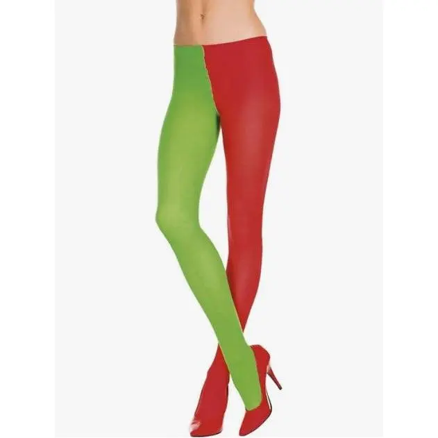 Jester Elf Tights - Red/Green - Christmas - Costume Accessories - 2 Sizes