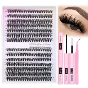 DIY Lash Extension Kit – 280pcs Clusters (9–16mm) + Bond, Seal & Tweezers