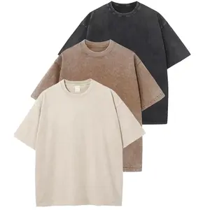 3  Pack Oversized Tshirts for Men Gym Vintage Heavyweight T Shirts Cotton Workout Acid Wash Baggy Tees