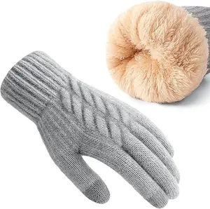 Winter Gloves for Women & Men, Touch Screen Thermal Gloves with Soft Fleece Lining, Warm Knit Gloves with Elastic Cuff for Cold Weather