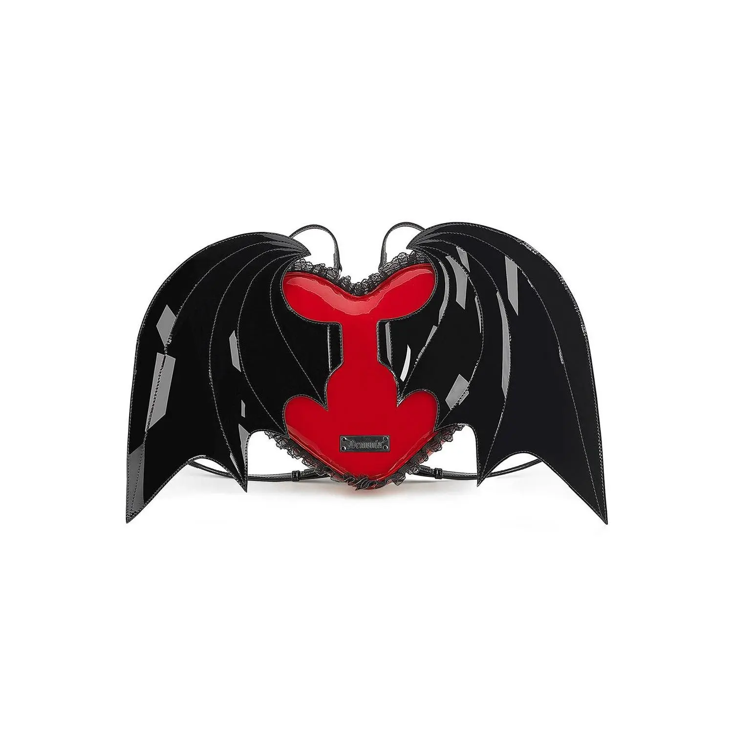 Demonia Patent Heart Batwing Backpack