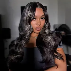 Rina 12A Blonde Highlight Wig Human Hair 210% Density Body Wave Lace Frontal 13x4 HD Transparent for Women Pre Plucked Ombre Blonde Wig