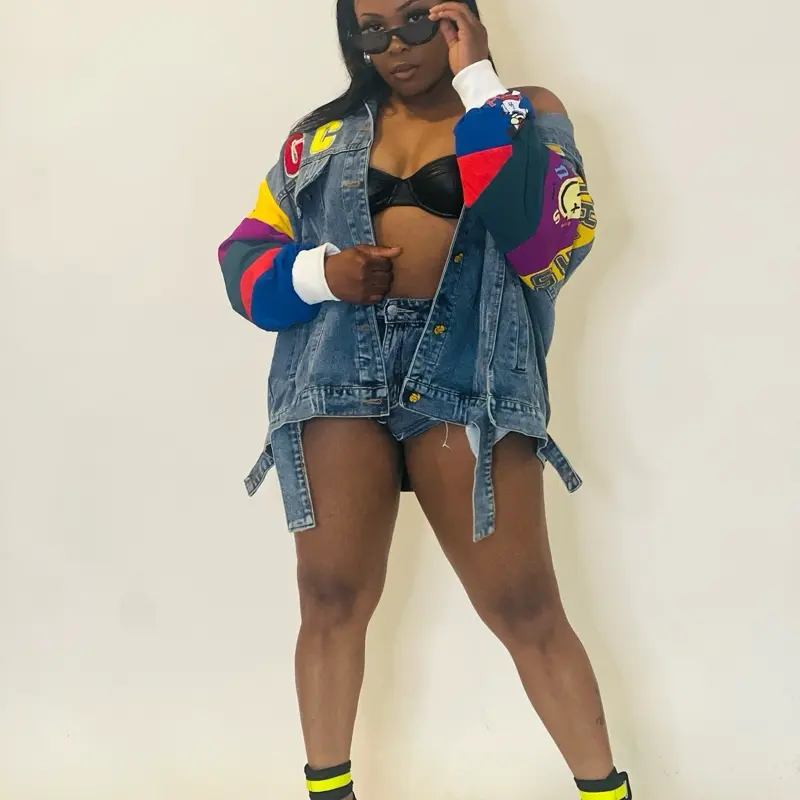 Nostalgia Jean Jacket - Color Block Design Inspired by 80s & 90s Fashion Trends with Unique Front and Back Designs Outerwear