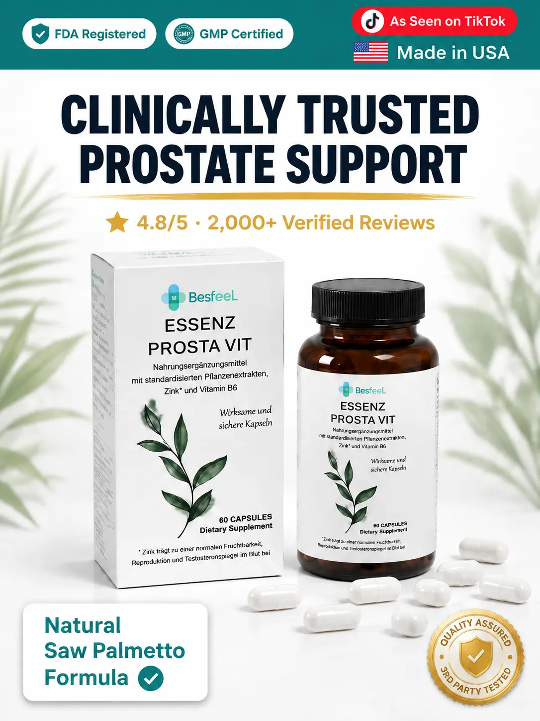 Men's health supplement, rich in pumpkin seed oil and palm oil.