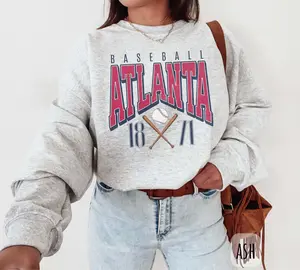 [SALE UP TO 50%] Vintage Atlanta Baseball Sweatshirt � Retro Atlanta Baseball Crewneck Gear, ATL Baseball Hoodie Merch, Georgia Gameday Shirt for Men & Women