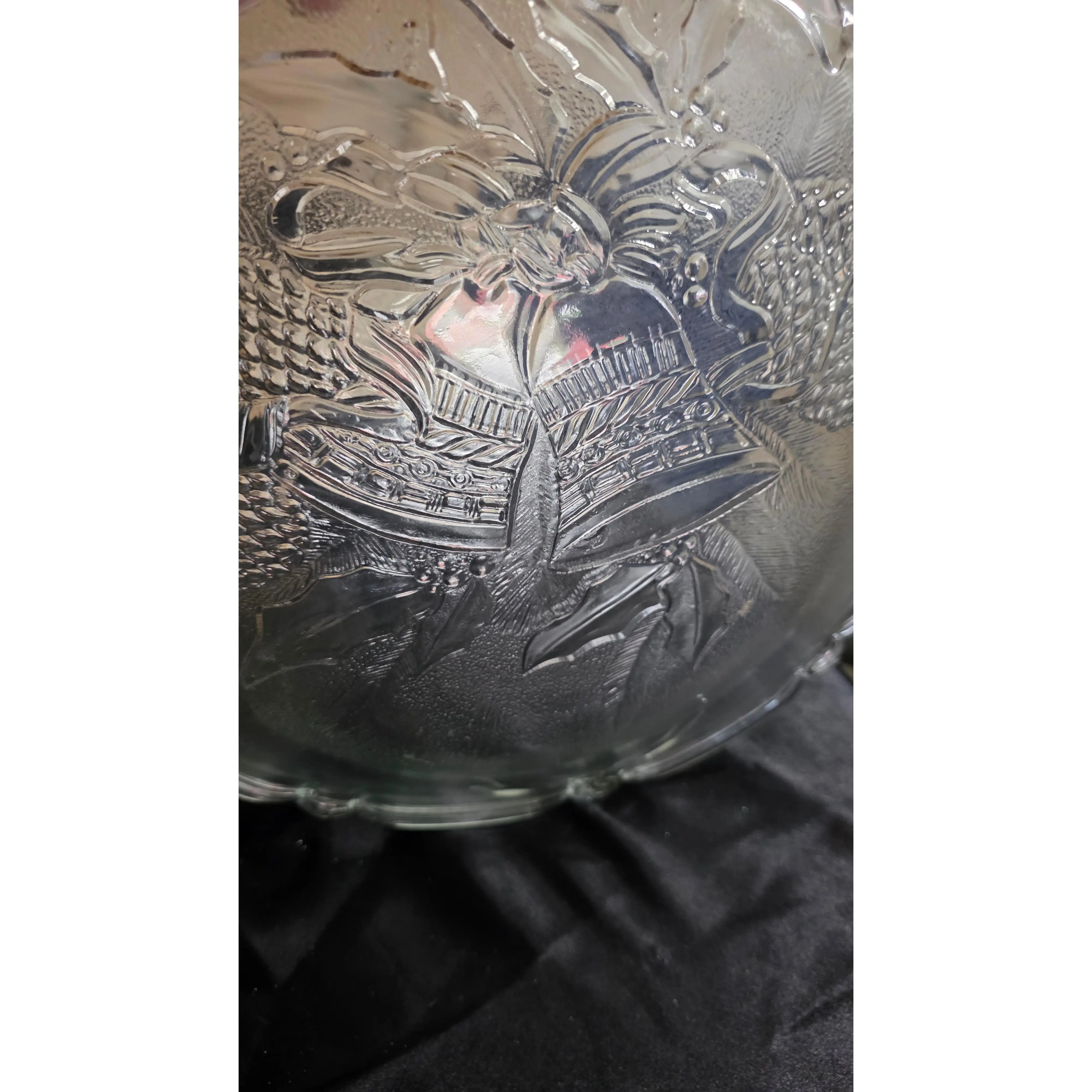 Vintage Arcoroc France Embossed Christmas Bell Glass Platter - Elegant Holiday Design