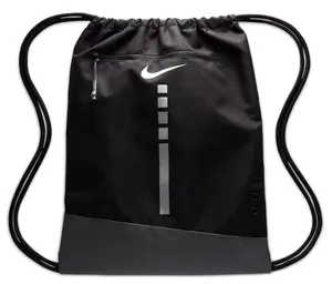 NIKE Hoops Elite Drawstring Bag (17L) BLACK/IRON GREY/METALLIC SILVER
