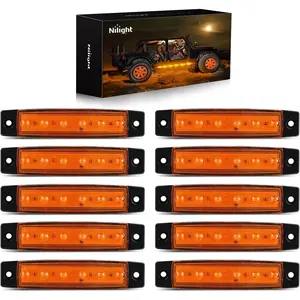 Nilight 10PCS 3.8in 6-Amber LED Automotive Trailer Light Kit - High-Intensity 120 lm Output Rear Side Marker Clearance Lights with PC Lens for Truck, RV