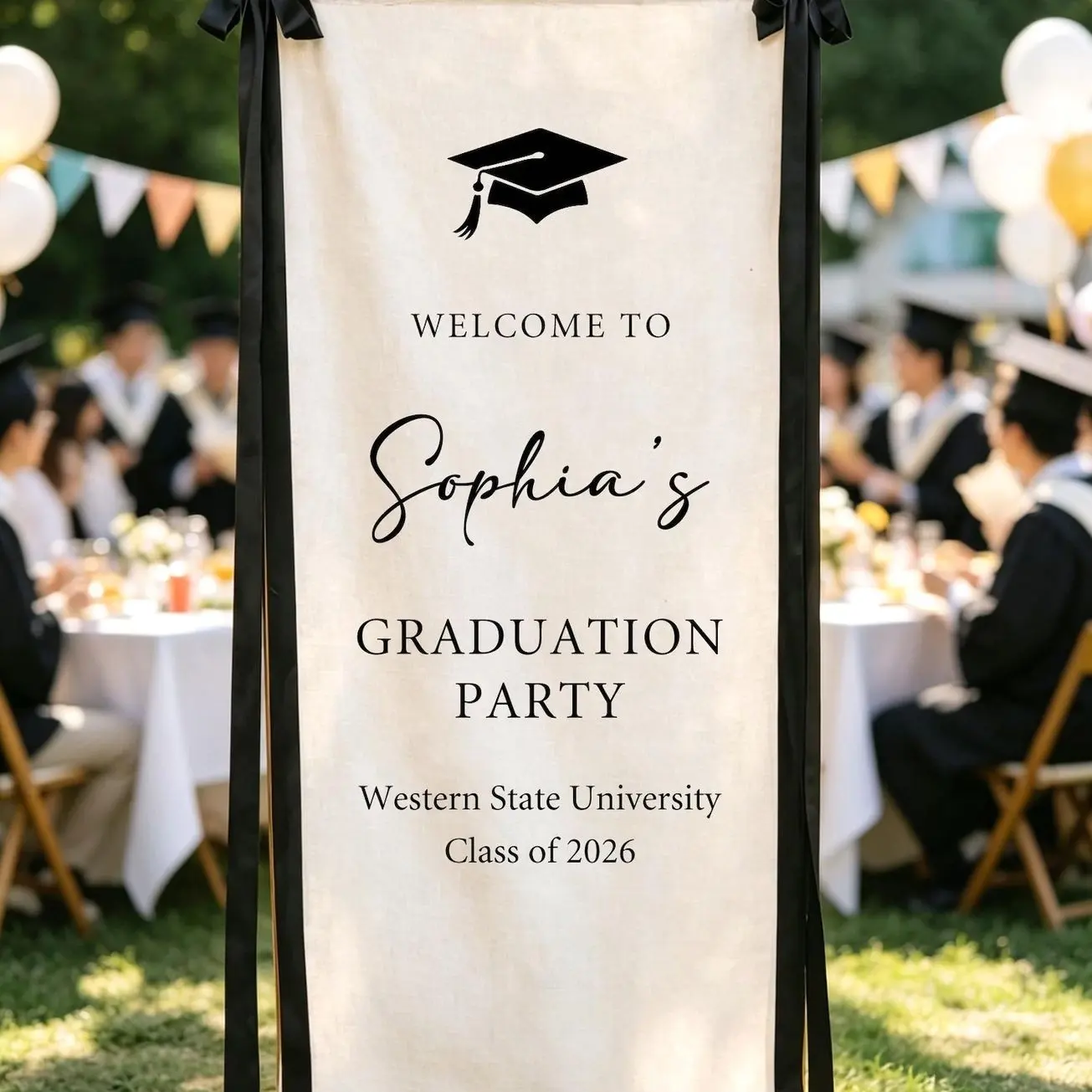 Personalized Graduation Party Welcome Banner, Custom Name Class of 2026 Sign, Minimalist Grad Photo Backdrop, Senior 2026 Graduation Decor