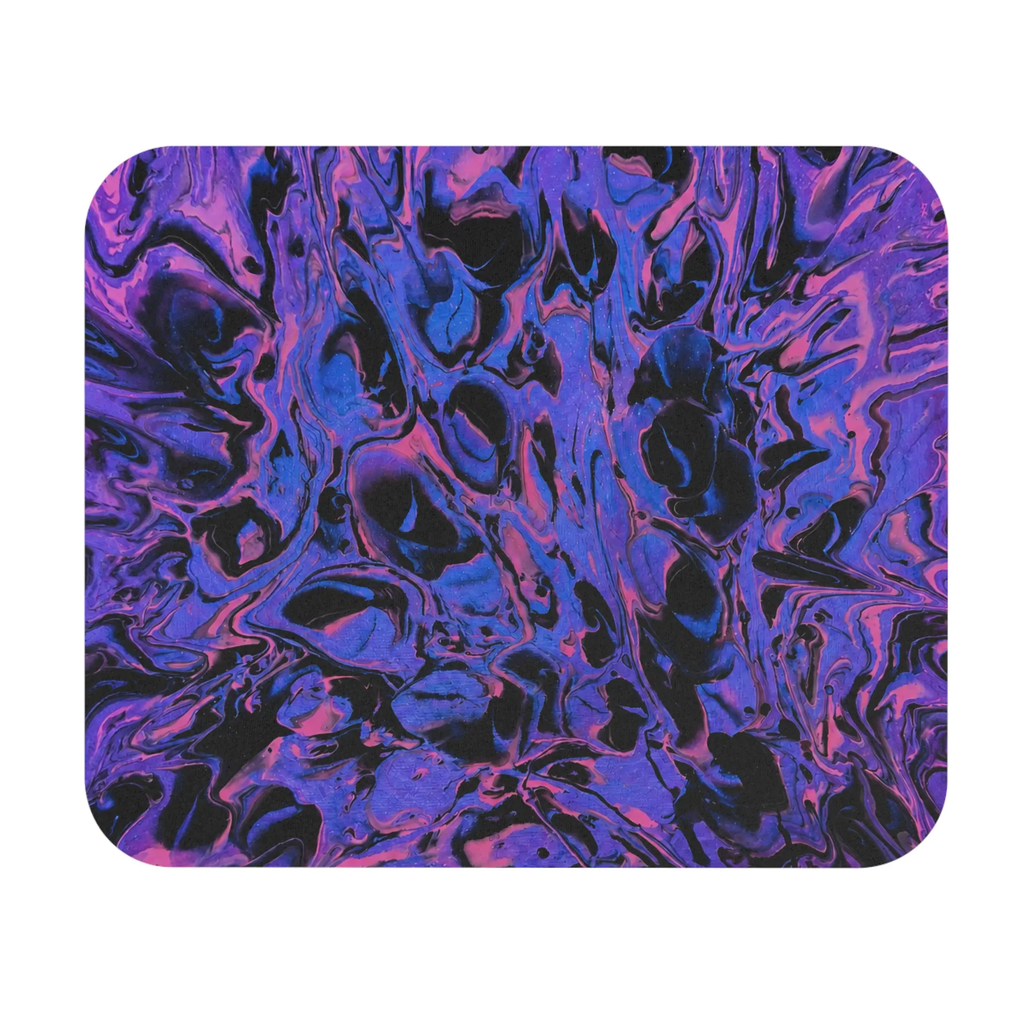 Purple Black Marble Swirl Mouse Pad | Abstract Fluid Art