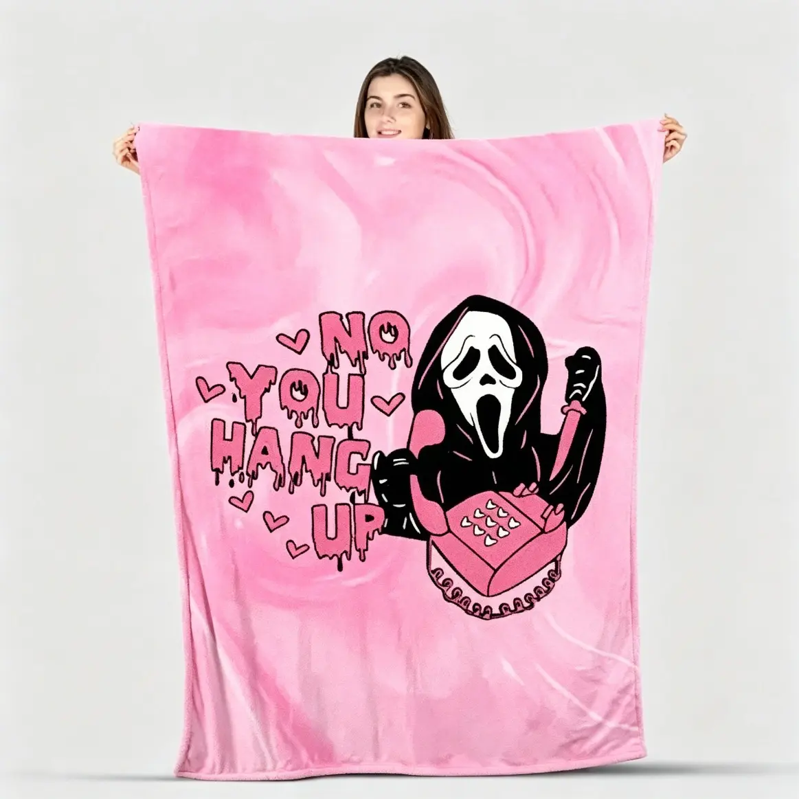 Ghostface Halloween Throw Blanket, Horror Movie Character Flannel Blanket, Spooky Fall Cozy Plush Blanket for Bed, Sofa, Bedroom, Library, Travel, Family and Friends Halloween Gift