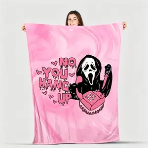 Ghostface Halloween Throw Blanket, Horror Movie Character Flannel Blanket, Spooky Fall Cozy Plush Blanket for Bed, Sofa, Bedroom, Library, Travel, Family and Friends Halloween Gift
