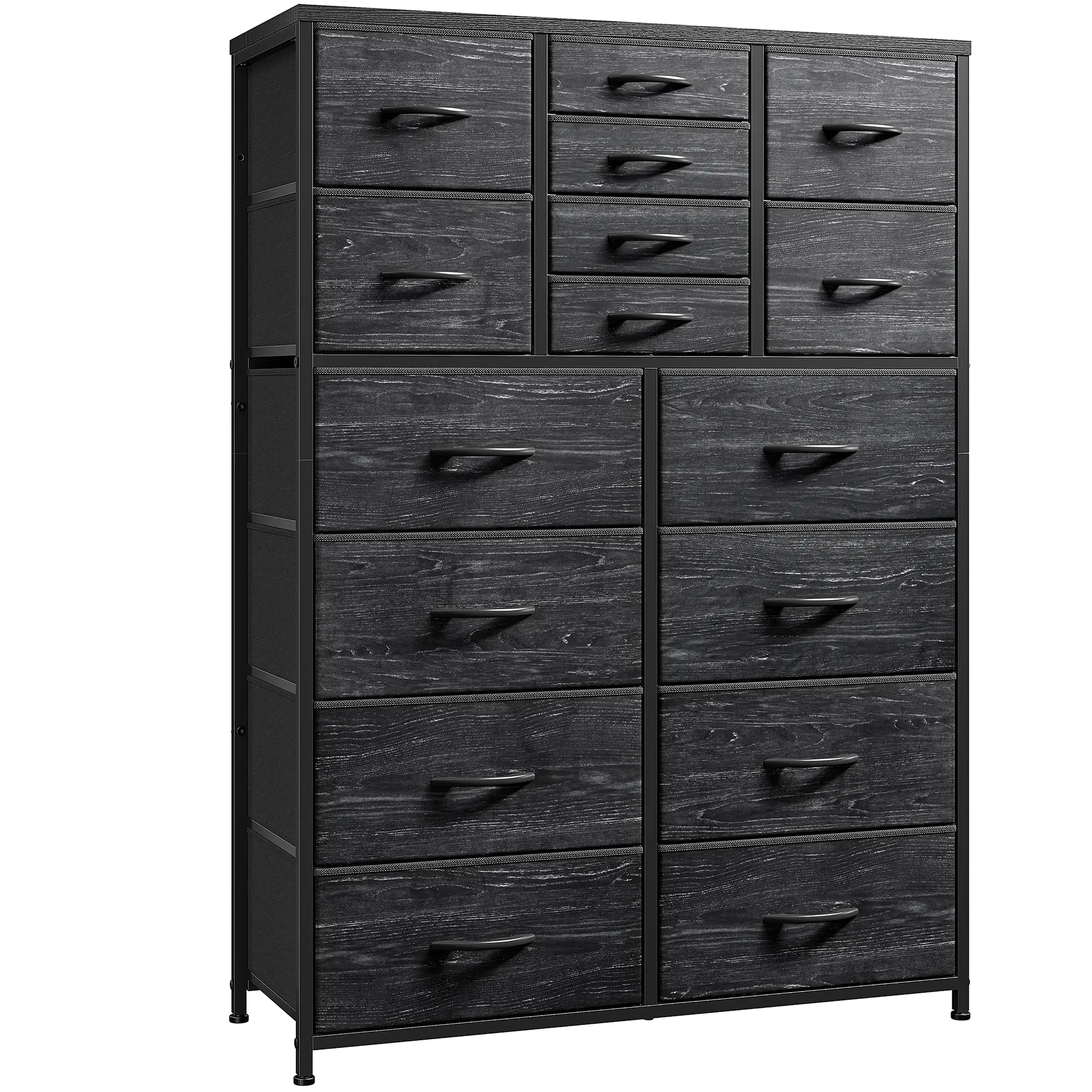 Raybee 16 Drawer Fabric Dresser, 57" H Tall Dressers for Bedroom with Wooden Top and Metal Frame, Stylish Dresser for Bedroom, Closet, Nursery, Bedroo