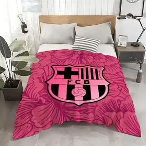 Team Barcelona Throw Ultra Soft Flannel Throw Blanket - Kid Friendly Warm Anti-Static Medium Thickness | All Season Machine Washable Fade Resistant for Couch Bed Home Decor Flannel Blankets
