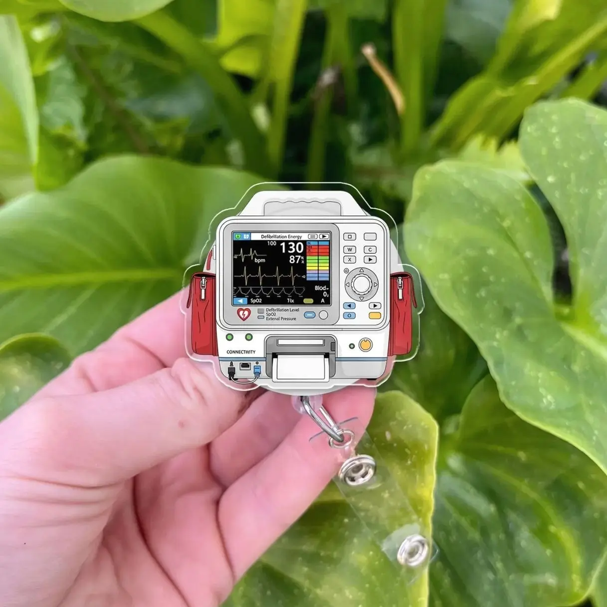 Defibrillator Badge Reel: Custom Acrylic EMT Nurse ID Holder
