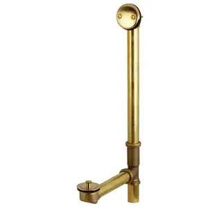 212 MAIN 18 in. Tub Waste & Overflow with Lift-Lock Drain, 20 Gauge, Brushed Brass, Bathroom Fixtures, Bathroom Accessories