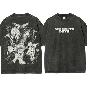 Anime Washed Vintage T-shirt Sakamoto Days Women Men Fashion Hip Hop Oversized T-shirts Summer Cotton Comfort Female T Shirt Top
