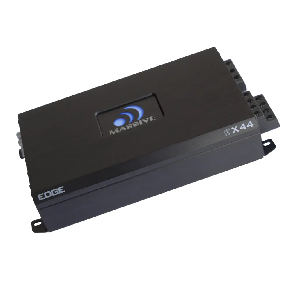 Massive Audio EX44N 100 Watts RMS x 4 @ 4 Ohm 4 Channel Amplifier with Adjustable EQ, Noise Reduction, and Remote Control for Smartphone Audio