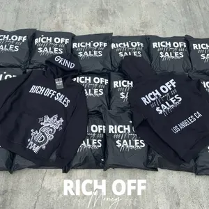 Rich Off Money Los Angeles CA - 420 GSM Rhinestone Hoodie Rich Off Sales Collection