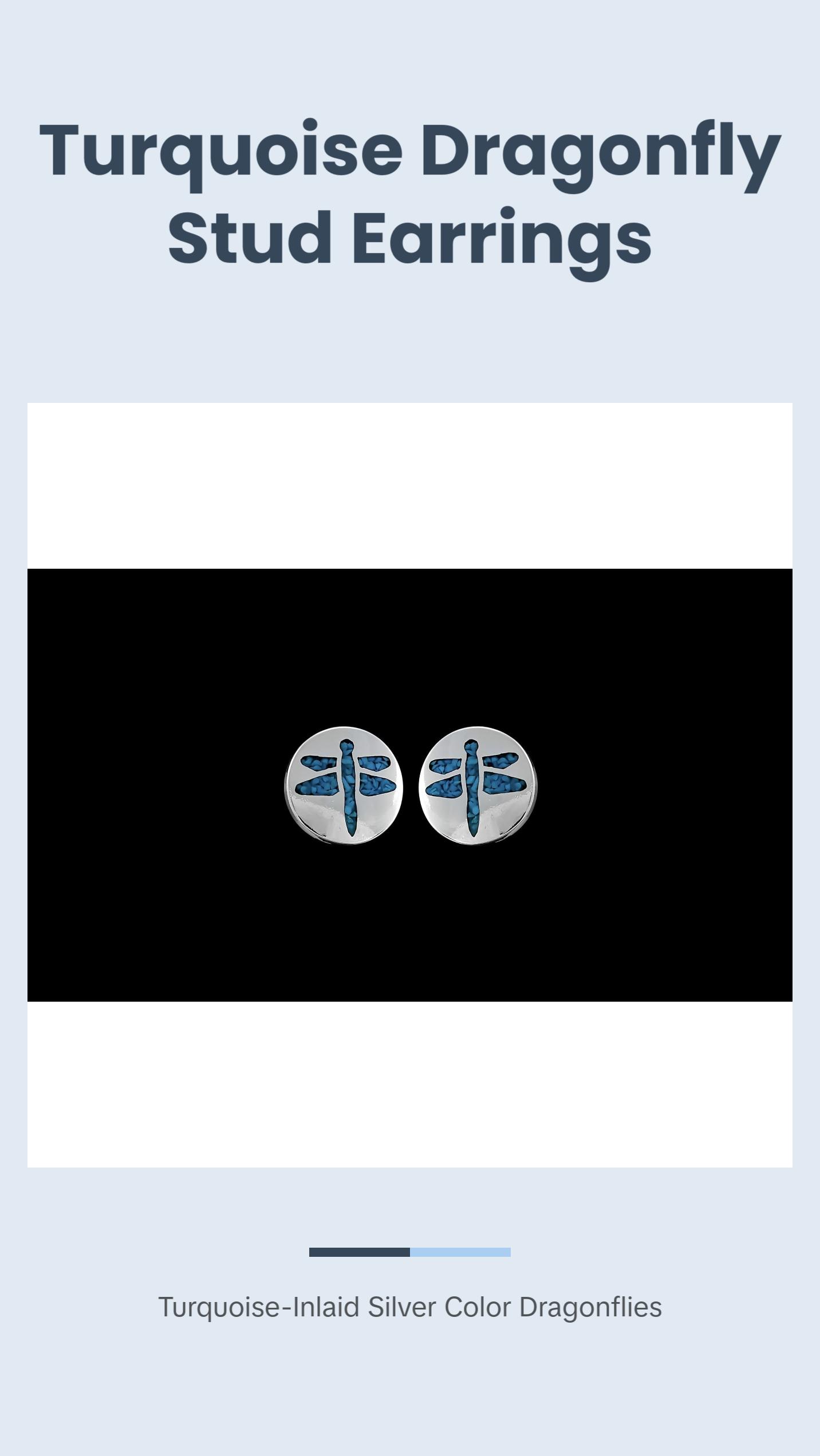 Sterling Silver and Turquoise Round Dragonfly Stud Earrings