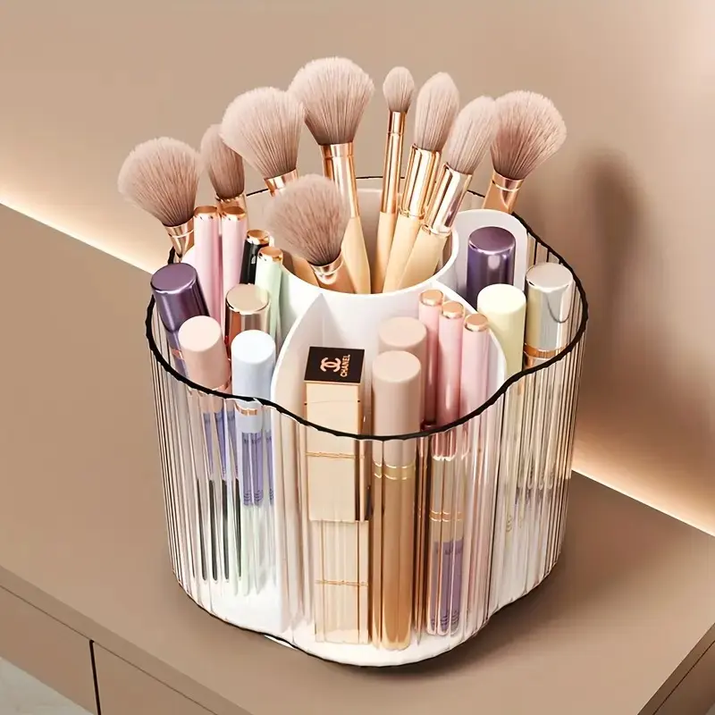 360° Rotating Pen Holder Organizer, Plastic Desktop Storage, Office Desk Accessories, Office Stationery Supplies, Desk Organizers, 6 Slot Rotating Base, Compatible with Pens Pencils Markers, Desktop Accessory
