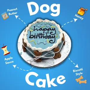 Dog Birthday Cake - Blue Color with White and Yellow, Includes Pet Treat, Birthday Celebration for Dogs. Pet biscuits training