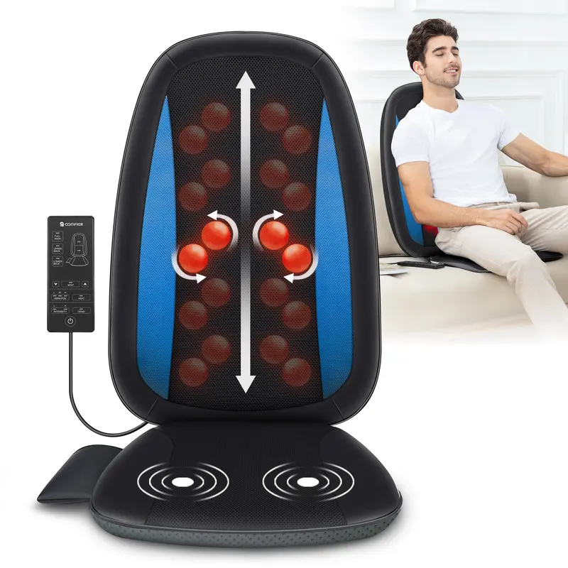 COMFIER Shiatsu Back Massager with Heat Therapy - Deep Tissue Kneading Seat Cushion, Vibratory Function, Universal Office Chair Pad, Beauty Tool Upgrade for Relaxation, Muscle & Back Pain Relief, 2026 Father's Day Gift for Dad, Selfcare Christmas Device