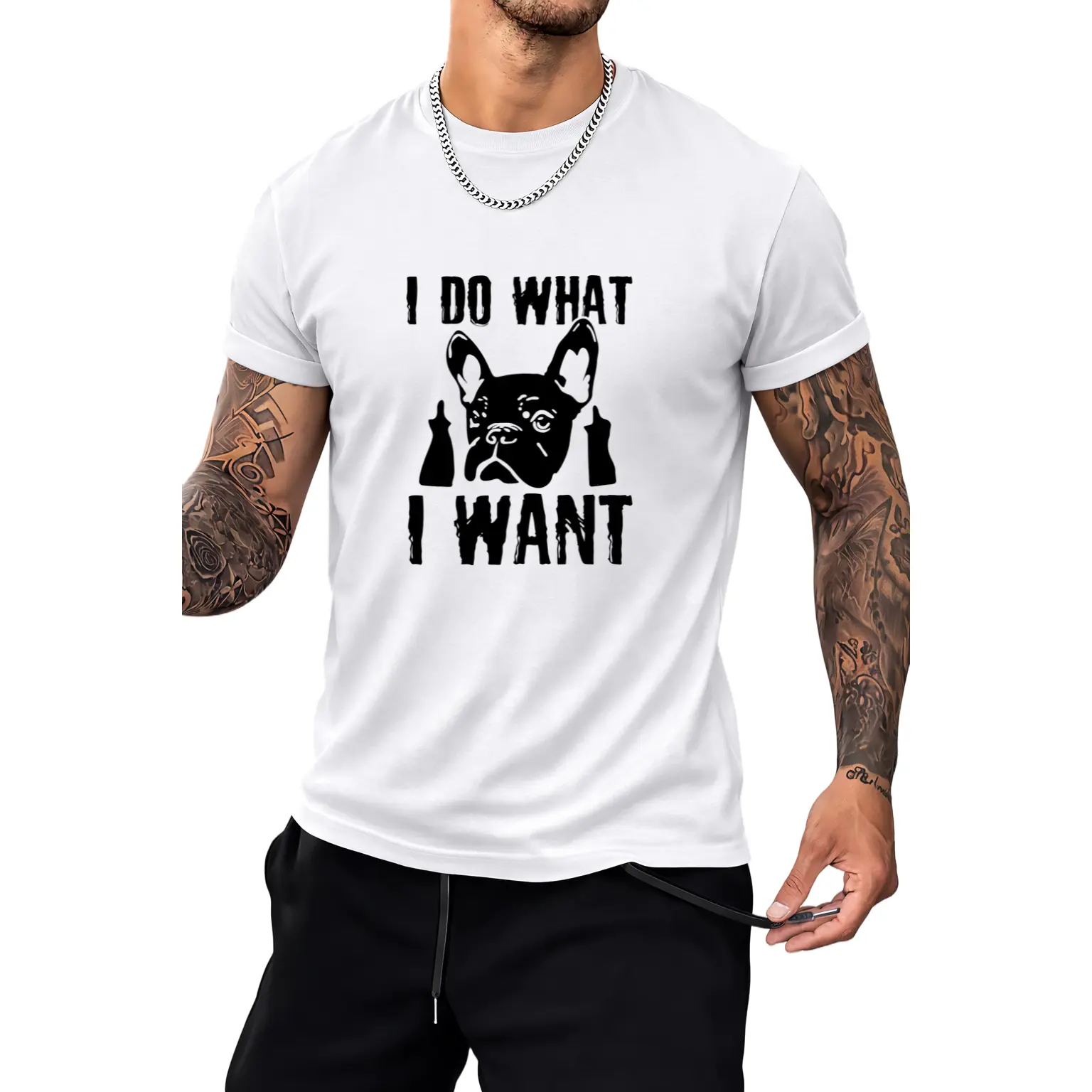 I Do what I want French Bulldog Frenchie Dog Owner Dogs T-Shirt Cotton Fabric Menswear Top