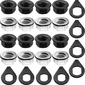 48 count  Nuts and Safety Washers Kit M8 M9.5 M10 3 Sizes Bicycle Wheel Axle Nuts Black  Bicycle Hub  for Front Rear Wheel of City Road Mountain