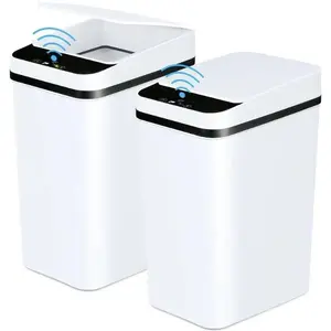 1 Pack 2.2 Gallon Touchless Trash Can, Automatic Motion Sensor Smart Garbage Can, Slim Waterproof Small Trash Bin for Bathroom, Kitchen, Office, Bedroom, Living Room ,White garbage,Black garbage