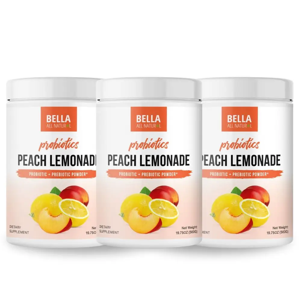 3 Pack Bella All Natural Probiotics Peach Lemonade
