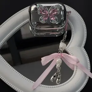 Bowknot Design Earphone Case with Lanyard, Cute Earphone Protector Cover, Earphone Accessories Compatible with AirPods, Headset, Headphone Accessories