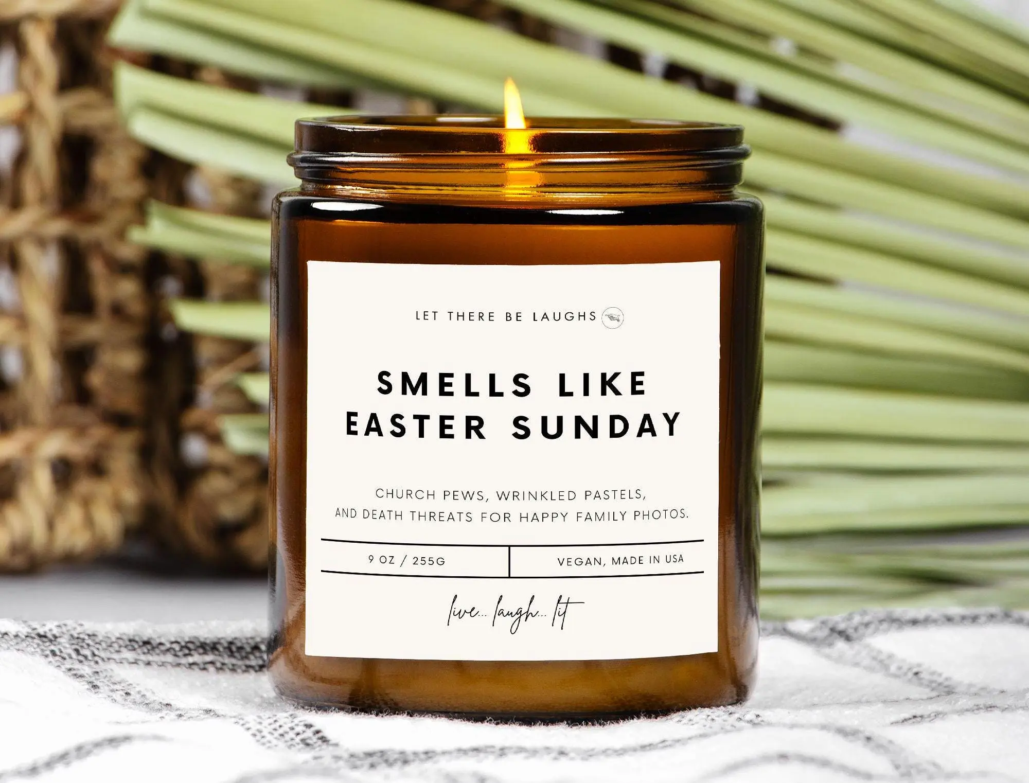 Funny Easter Candle: 9oz Amber Jar, Non-Toxic Christian Gift