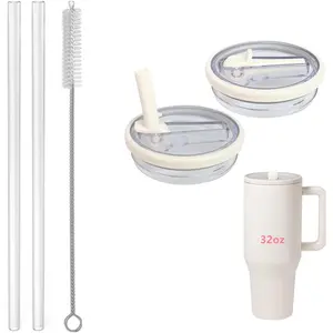 32 oz Tumbler Flip Straw Lid Replacement Fit for HydroJug(Only),2 Pack Leak Proof for HydroJug Lid Replacement Spill Proof Reusable Tumbler Cover Compatible with 32oz HydroJug Cup Accessories (Cream)