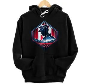 Silhouette Soldier With Stars And Stripes Hexagon Graphic  Hoodie, Sweatshirt, T-Shirt Casual Comfort