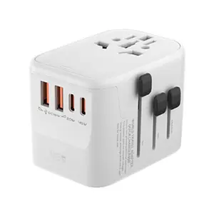 1pc Universal Travel Adapter All-in-One GaN 45W Fast Charging Socket, 2xQc 18w USB Ports+1x 20w Type-C Port+ 1x 45w Type-C Port, Voltage Converter International Travel Plug, Universal Socket Charger for US, EU, AU, UK, JP