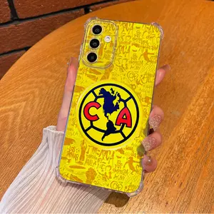 Club American Pattern Luxurious Yellow Cool Design Aesthetic TPU Casing For SAMSUNG GALAXY A14A15A16A25A26A34A35A36A53A54A55A56 4G 5G IPHONE 16 17 Pro Max Four Corners Transparent Soft Silicone TPU Gift Shockproof Anti-Drop Phone Cases Shell Cover L1706