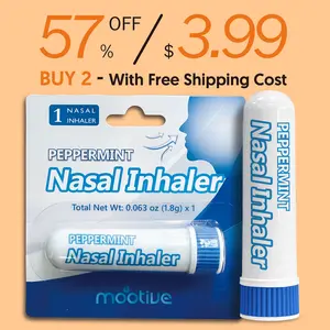 Mootive Nasal Inhaler Sticks: Improves concentration + Soothing and comfort | Peppermint Nasal Inhaler for Fresh Breath | diffuser inhaler pen | Peppermint Nasal Inhaler for Office Workers | Peppermint Nasal Inhaler for Post-Workout