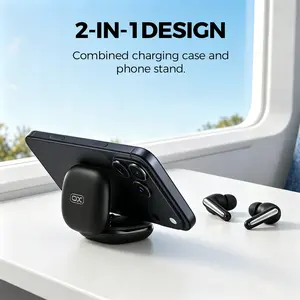 2-in-1 ANC Wireless Earbuds with Hidden Phone Stand, Noise Cancelling Earbuds,  Bluetooth 6.0 Earphones, 30H Playtime, 13mm Drivers Powerful Sound, Comfortable Fit