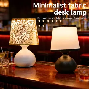 Simple Textile Fabric Table Lamp with USB Warm Light, Adjustable Dimmable Metal Base, Ideal Gift for Home Living Room and Bedroom Decor, Desk Lamp
