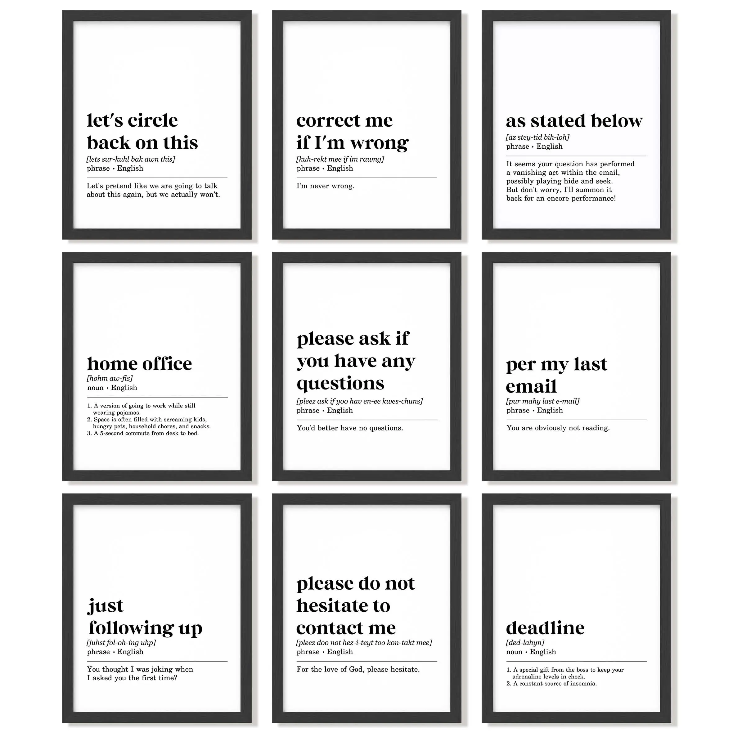Funny Office - Home Poster  Work From Art Prints Inspirational Quotes Wall Motivational Posters For Cubicle Workplace Decorations (8x10 Unframed)