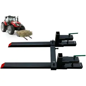 43"/60" Pallet Forks, 2000 LBS Capacity Clamp on Pallet Forks for Tractor Attachments, Skid Steer, Loader Bucket, Tractor Bucket Forks with Adjustable Stabilizer Bar