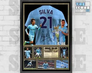 Man City Legend David Silva Football Poster