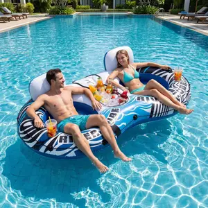 2-Person Inflatable Raft Lounger with Cooler & Supportive Backrest – Quick Inflate for River, Pool, or Lake – Perfect for Couples