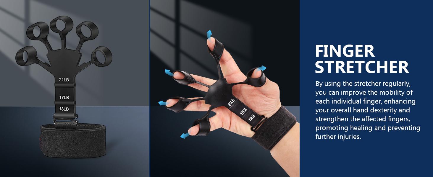 5 PCS Grip Strength Trainer Kit, Hand Gripper Strengthener, Forearm Strengthener, Finger Strengthener, Finger Exerciser, Stress Relief Ball, Forearm Workout Ring for Muscle Building and Injury Recover