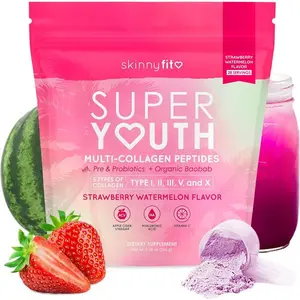 Super Youth Collagen for Women – Multi Collagen Peptides Powder with Probiotics, Fiber & Hyaluronic Acid, Non-GMO, Gluten-Free, Sugar-Free, Strawberry Watermelon, 28 Servings
