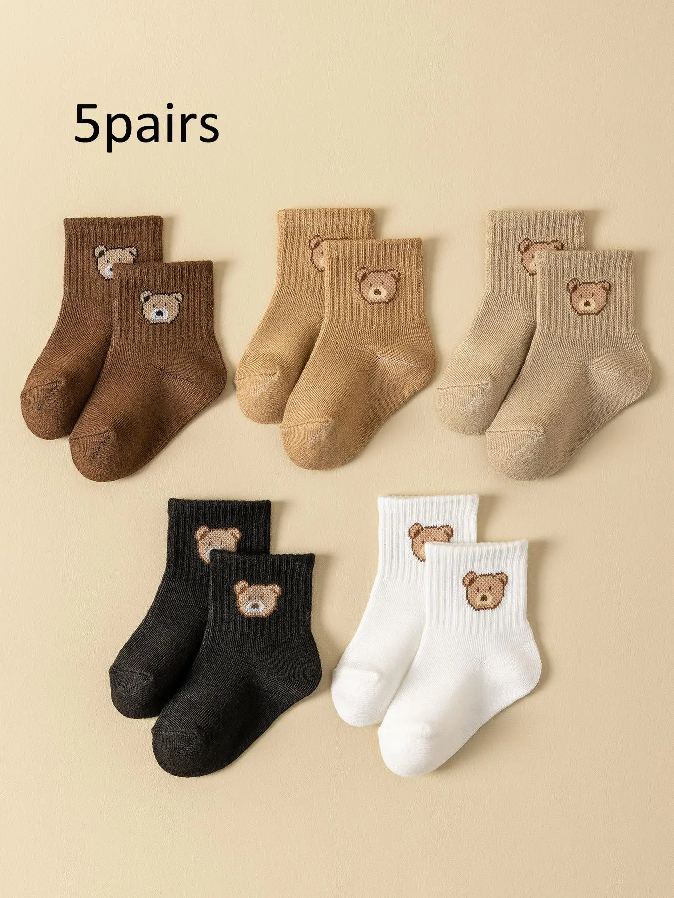 Unisex Baby's Cartoon Bear Pattern Crew Socks, Cute Comfy Breathable Socks for Infant Toddler Kids, Newborn Baby Socks,  Underwear
