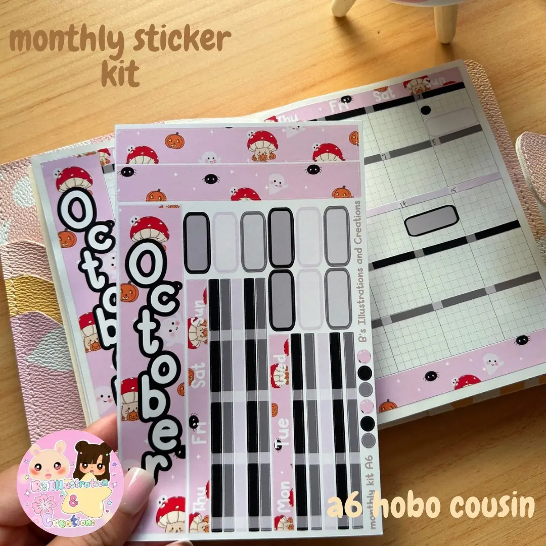 A6 monthly sticker kit | planner stickers | monthly kits | stationery